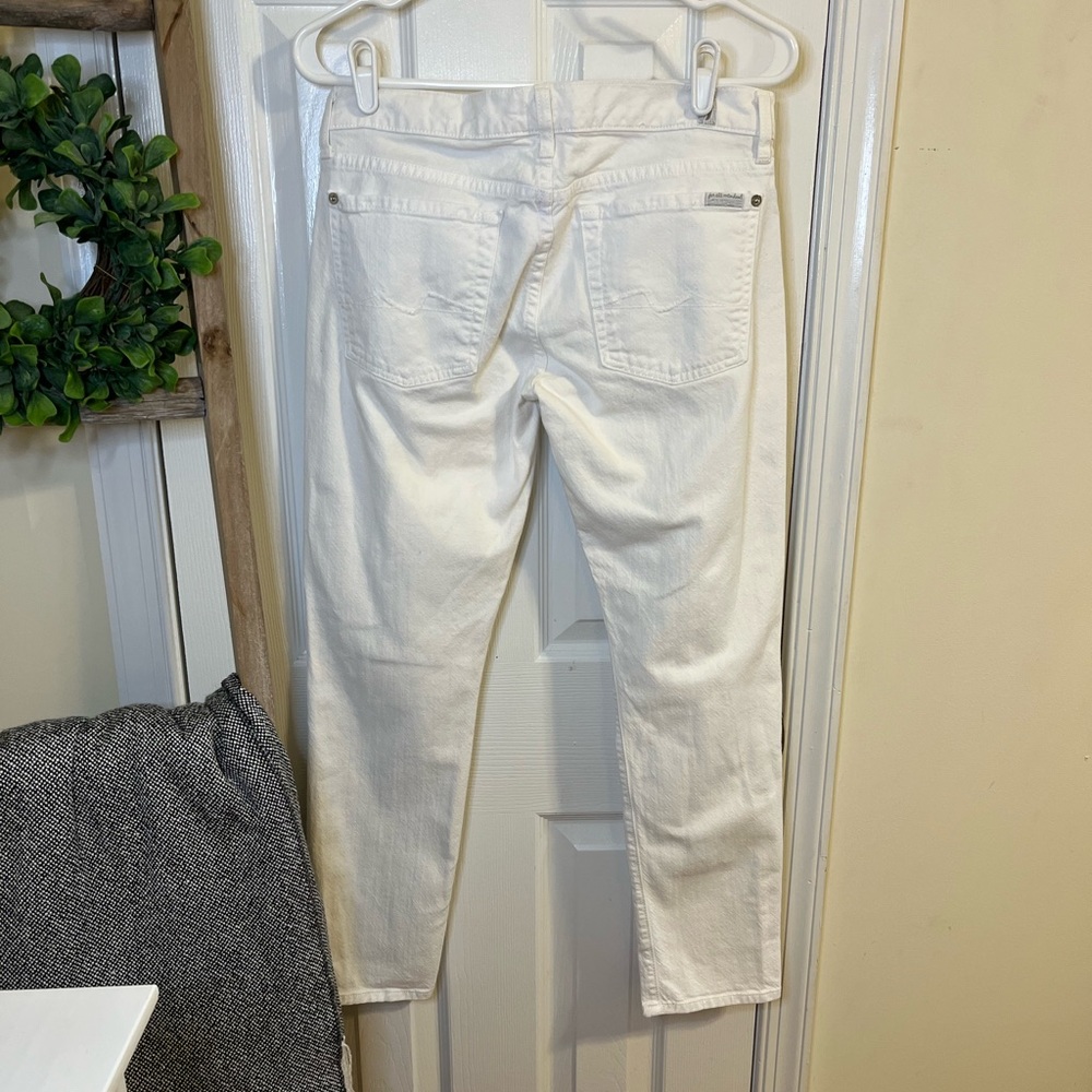 7 for all Mankind Josephina Skinny Boyfriend White Jeans - Picture 5 of 9